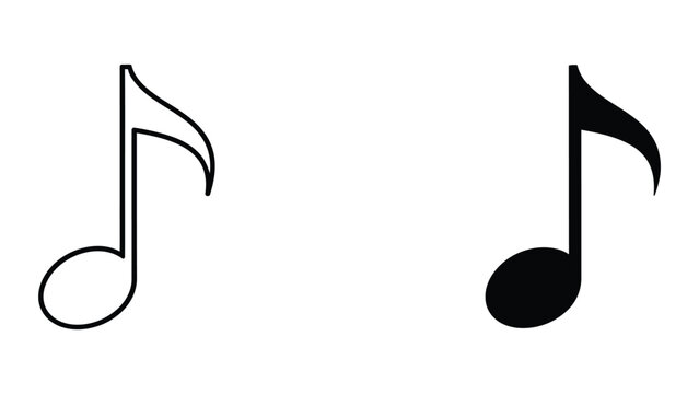 Musical note icon set in outline and solid glyph style vector