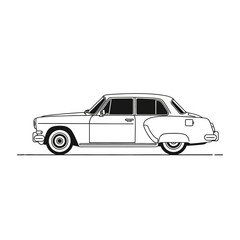 Obraz premium Classic Car Illustration - Vintage Sedan Design, Side View