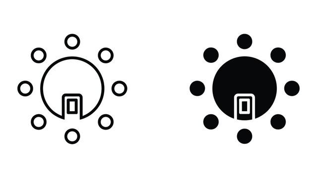 Control knob icon set in outline and solid glyph style vector