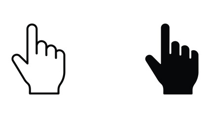 Fototapeta premium Hand cursor icon set in outline and solid glyph style vector