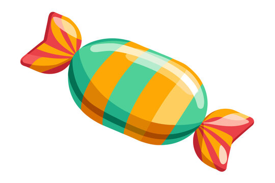 Colorful striped candy in a shiny wrapper