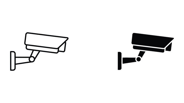 Security camera icon set in outline and solid glyph style vector