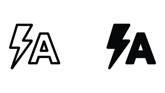 Auto flash icon set in outline and solid glyph style vector