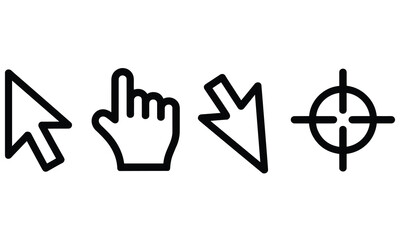 Fototapeta premium Set of black computer cursor icons designed for web navigation and user interface interaction in this simple digital graphic image