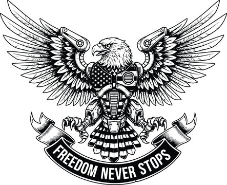 Celebrating 250 years of freedom 4th of july independence day patriotic eagle illustration