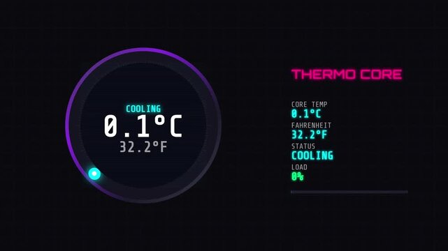 ThermoCore Dark Mode Futuristic Climate Control UI