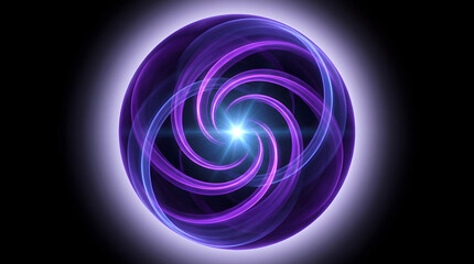 Naklejka premium Abstract Swirls of Light: An ethereal orb of swirling purple and blue light emanates a radiant glow, creating a mesmerizing pattern of energy and motion, a visual representation of cosmic forces.