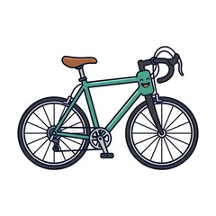 Fototapeta premium Teal colored bicycle with brown seat.