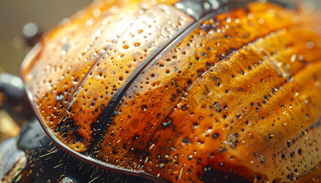 Close up of a vibrant beetle showing detailed texture and coloration