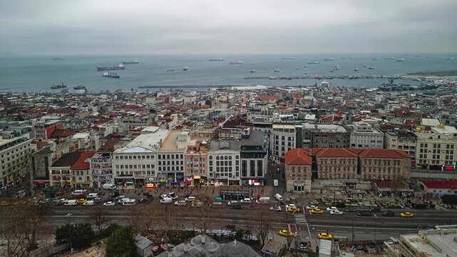 Time-lapse of Istanbul city near the Grand Bazaar, Yenikapi