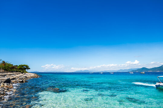 Hon Mun Island at Nha Trang Bay, Vietnam. Beautiful ocean landscape in Nha Trang, Vietnam