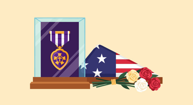 Purple Heart Medal Displayed as an Isolated Vector Graphic Element