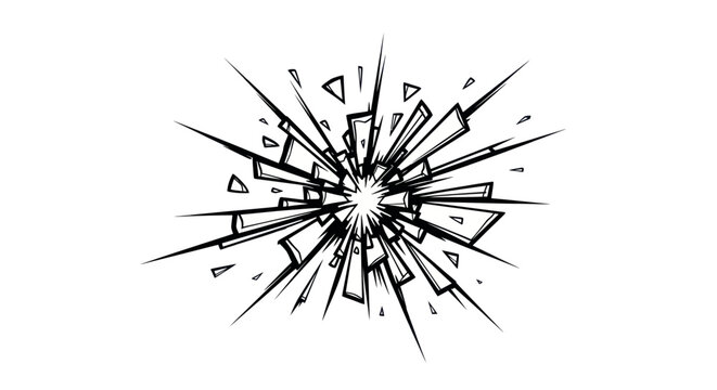 Shattered Glass Explosion Effect, Impact Burst, Broken Window Graphic