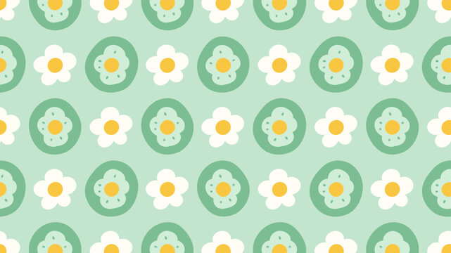 green floral seamless pattern with avocado shapes cute background illustration