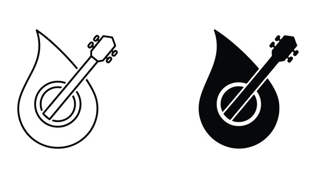 Music logo icon set in outline and solid glyph style vector