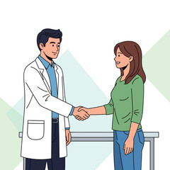 Fototapeta premium Doctor Greeting Patient, Professional Healthcare Partnership Concept
