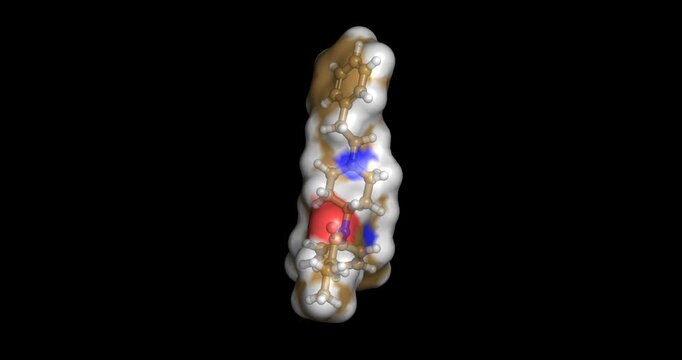 Butyrfentanyl, designer fentanil variant contaminating street-level drug markets, 3D molecule spinning, 4K