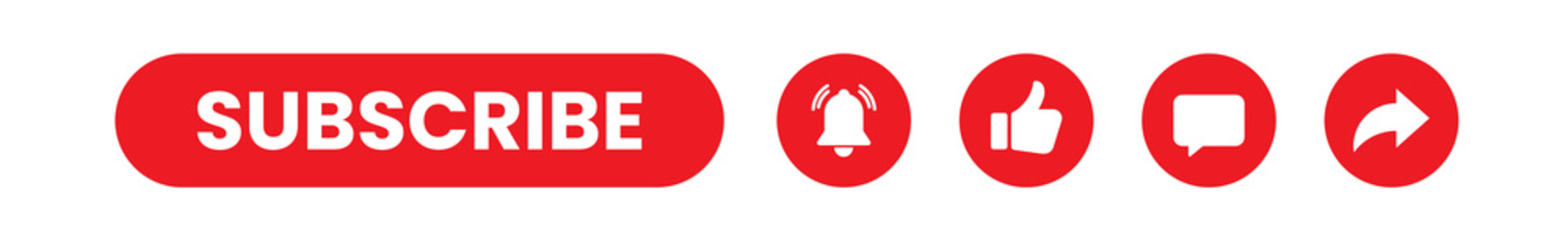 Subscribe Button Set with Like Comment Bell and Share Icons for Social Media Content Creator Interface