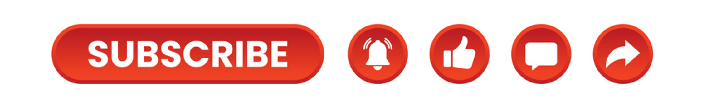 Subscribe Button Set with Like Comment Bell and Share Icons for Social Media Content Creator Interface