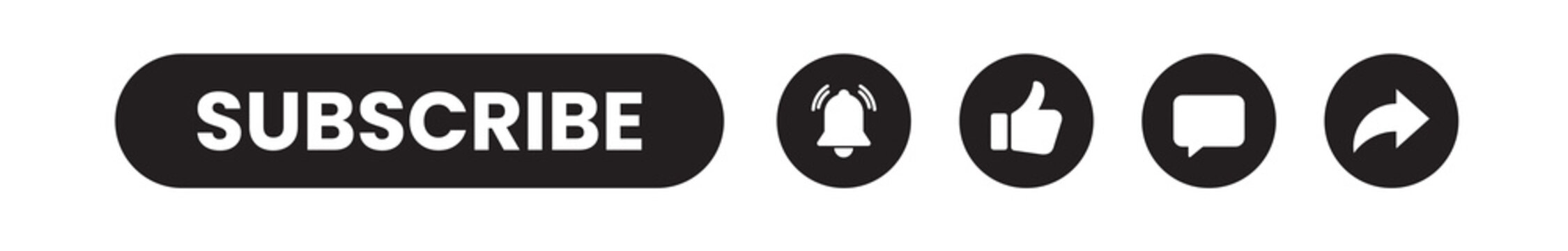 Subscribe Button Set with Like Comment Bell and Share Icons for Social Media Content Creator Interface