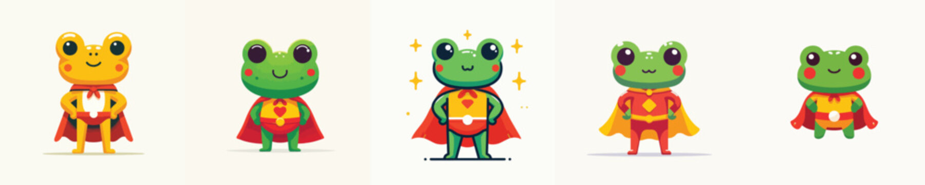 cute frog vector in superhero costume