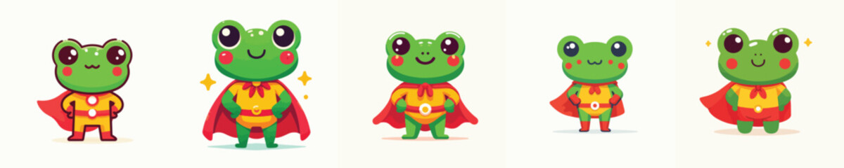 Fototapeta premium cute frog vector in superhero costume