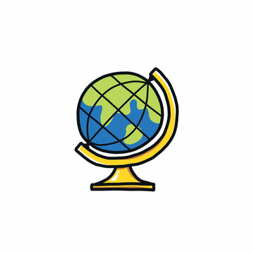 Globe icon in simple drawing style isolated illustration.