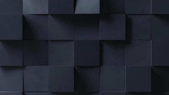 Abstract dark squares forming a geometric pattern in minimal style on a smooth backdrop, concept of modern structure