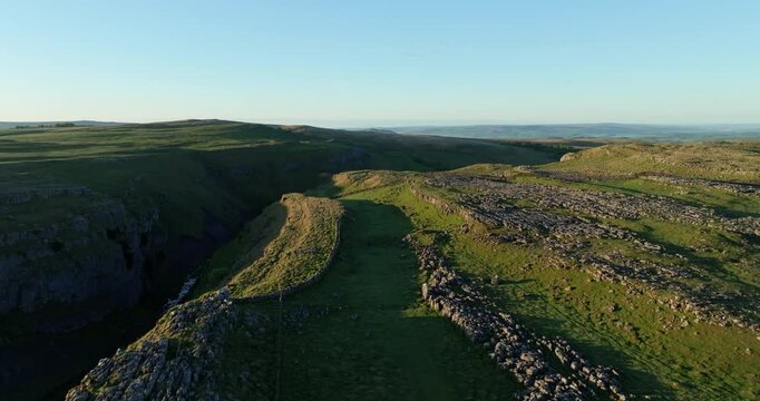 Flying over Gordale Scar in Yorkshire Dales