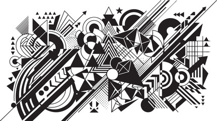 Abstract geometric art with musical instruments © Sirajunnahar
