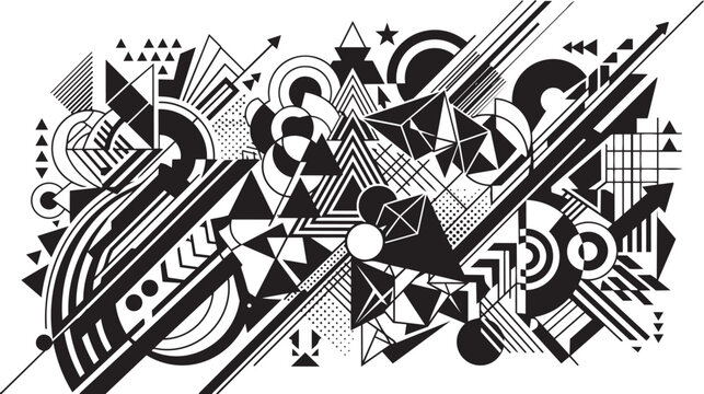 Abstract geometric art with musical instruments