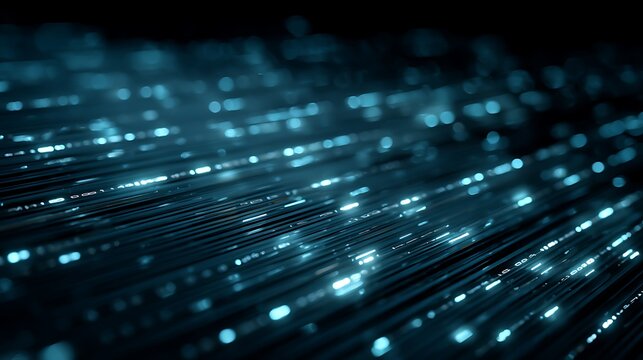 Big data technology and data science illustration. Data flow concept. Querying, analysing, visualizing complex information. Neural network for artificial intelligence. Data mining. Business analytics.