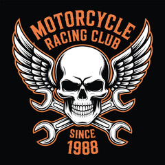 Fototapeta premium Iron Legends MC Classic Rider Skull Engine Wings T-Shirt