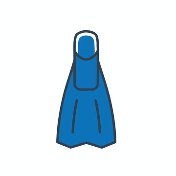 Simple blue swim flipper icon for diving and water sports.