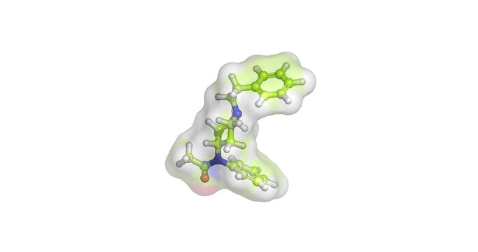 Acetylfentanyl, illicit synthetic opioid designer drug, 3D molecule 4K