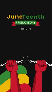 Vertical Juneteenth June 19 Liberation and Freedom Day Celebration 2D Flat Design Style Animation