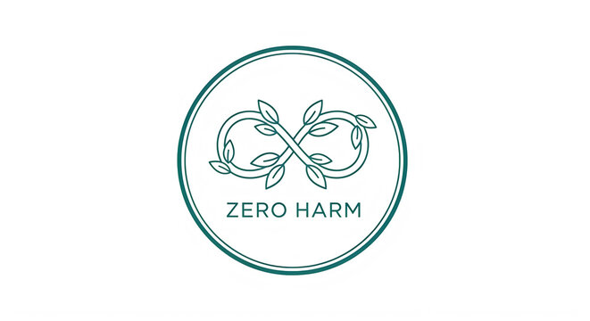 Zero harm logo with leafy infinity symbol in circle transparent background 