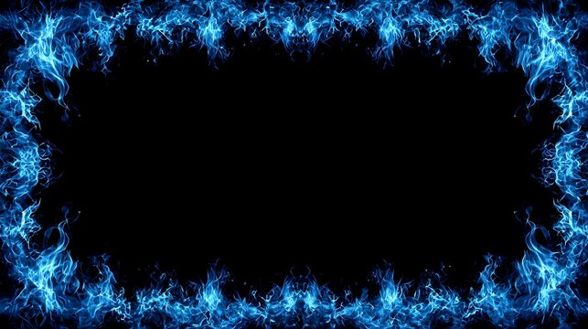 A background with blue flames burning along the left and right sides of the screen.
