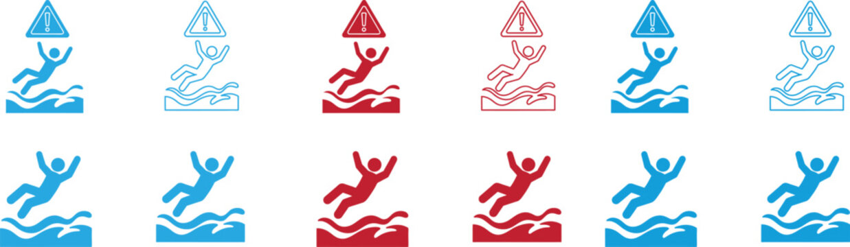 Warning signs for deep water and drowning hazards