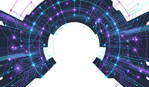 cyberpunk neon digital mesh network technology background vector