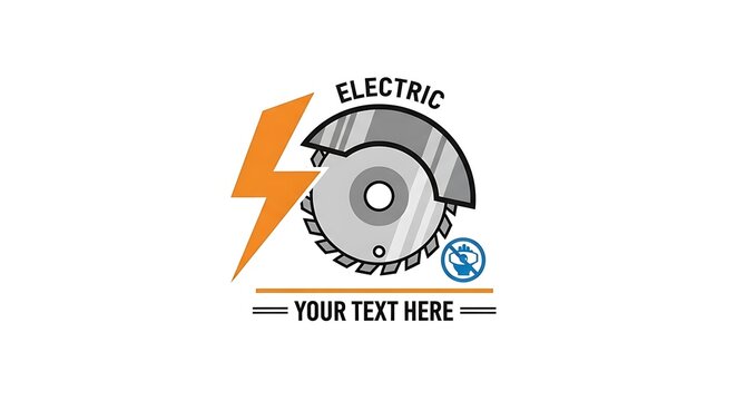 Electric saw blade logo design with lightning bolt icon