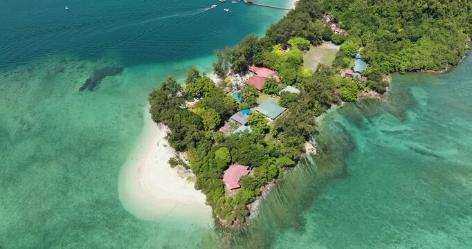 Manukan Island with a beautiful sandy beach. Tunku Abdul Rahman National Park. Kota Kinabalu, Sabah, Malaysia.