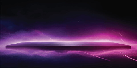 Floating platform with purple and pink nebula cloud effects platform floating abstract particles ethereal background mysterious artistic illuminated out of this world © Rosa Alba L 