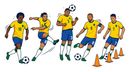 Fototapeta premium Soccer players in motion training exercise.
