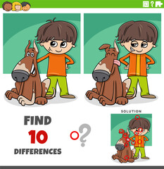 differences puzzle game with cute cartoon boy and his dog © Igor Zakowski