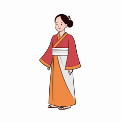 Fototapeta premium Illustration of a Woman in Traditional Chinese Hanfu