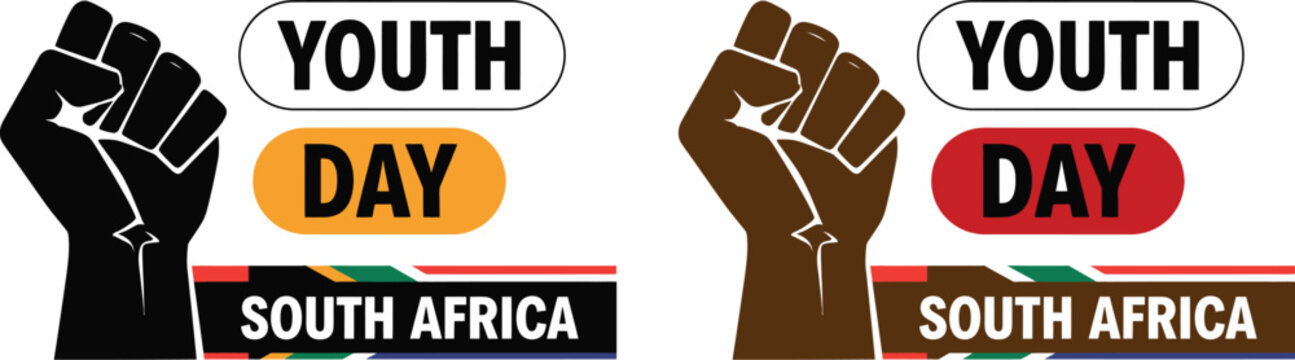 South africa youth day celebrations with diverse fists and flags