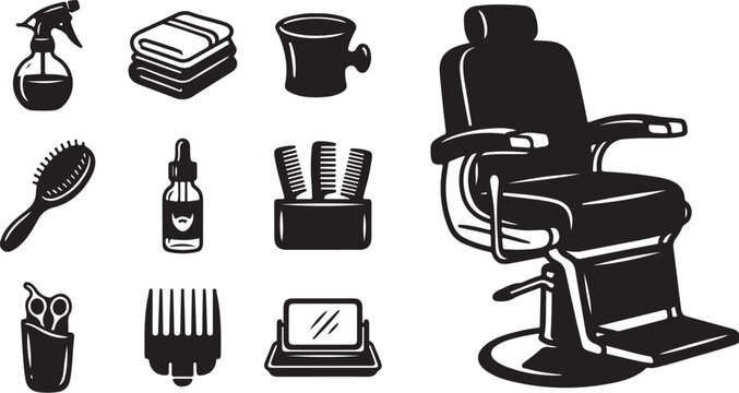 Barber chair and tools for grooming and styling