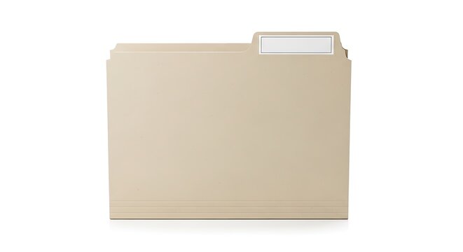 Brown file folder with blank label on white background