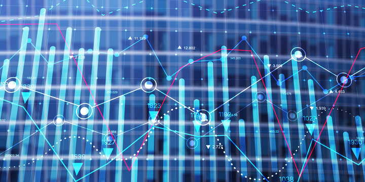 Business Data Analytics and Financial Market Growth Visualization with Digital Charts